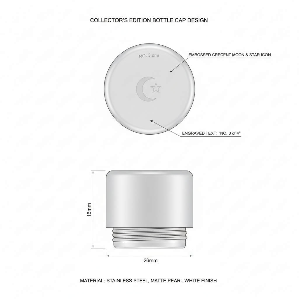 STRYDE™ Holiday 2026 Collector Cap No. 3 of 4 — Pearl White with crescent moon & star emboss